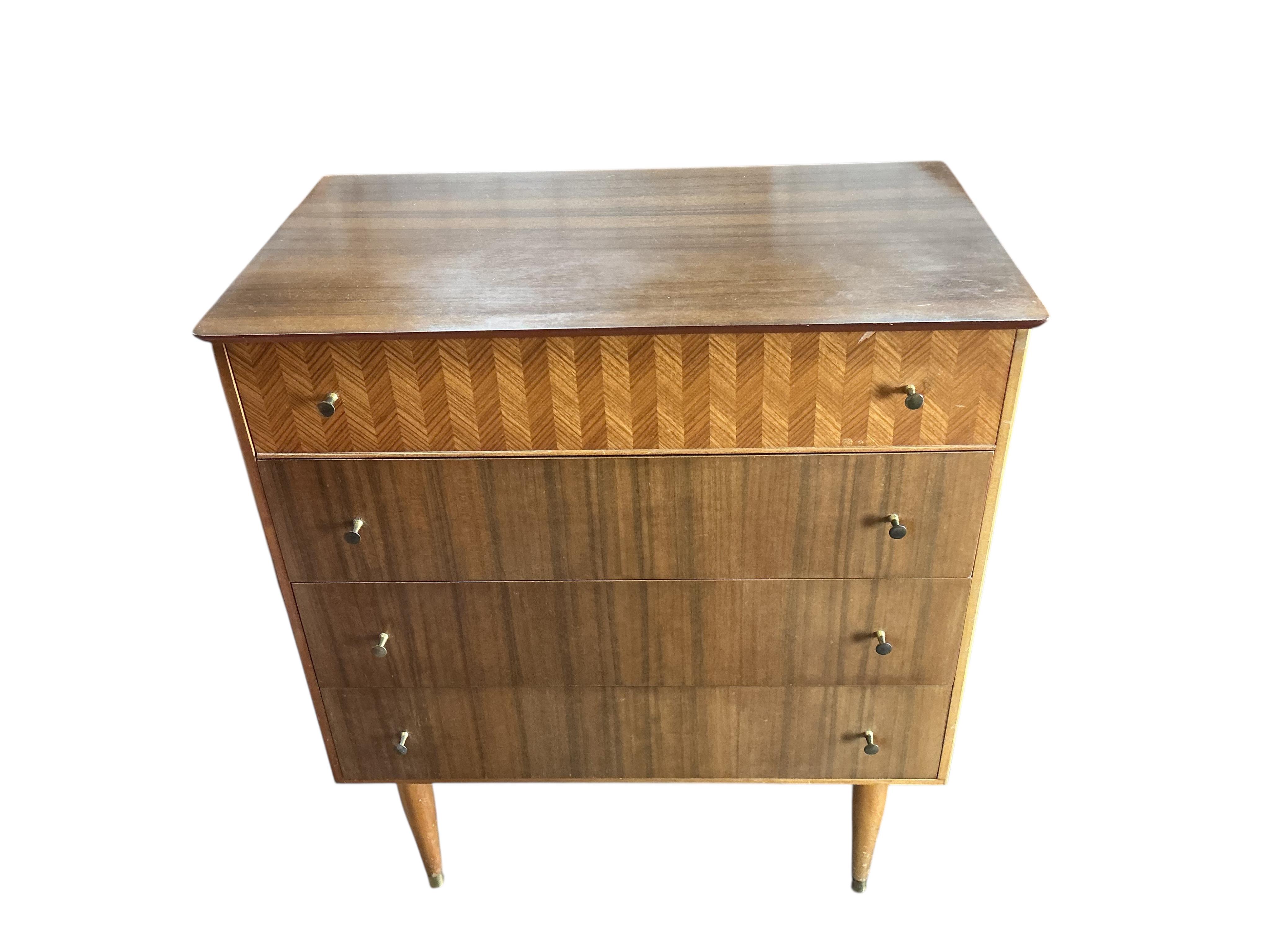 A mid century Uniflex teak chest of four drawers, width 78cm, depth 46cm, height 89cm